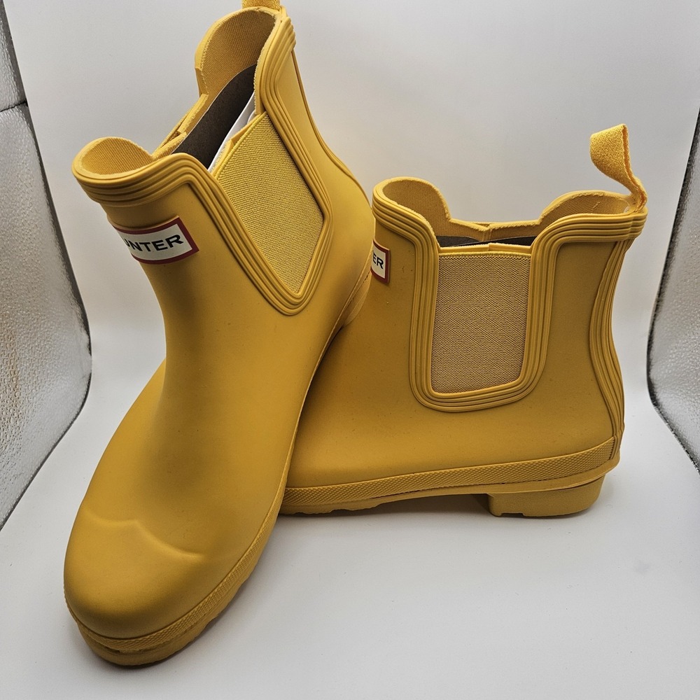 Hunter Original Chelsea Boot Short Waterproof Yellow Rain Boots Women's Sz 9 NEW - Picture 6 of 9